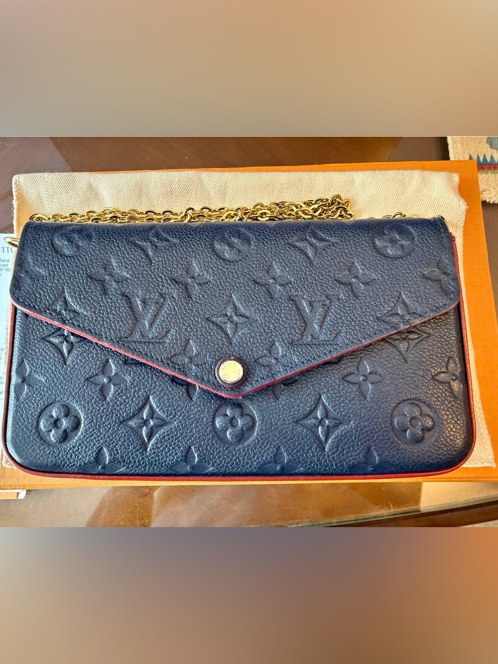 Louis Vuitton Monogram Empreinte Pouchette Navy & Red